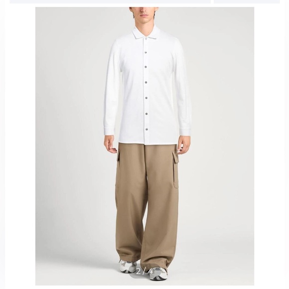 Alpha Studio white cotton elastane button down collard casual shirt